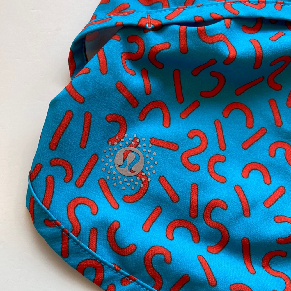 Lululemon Speed Short in Turquoise with Orange Squiggles *SW 2015